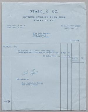 Primary view of object titled '[Invoice for an Oval Tray Top Table]'.