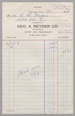 [Statement from Geo. A. Reyder Co.: June, 1954]