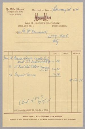 Primary view of object titled '[Invoice for Repairing glasses, Old Willow Teacups, Lamp]'.