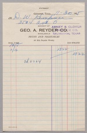 [Account Statement for Geo. A. Reyder Co., November 1955]