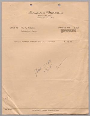 [Invoice for Braniff Airways chargers for Mrs. O. L. Thorne, January 21, 1955]