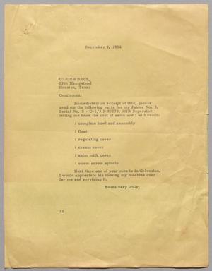 [Letter from D. W. Kempner to Ulrich Bros, December 9, 1954]