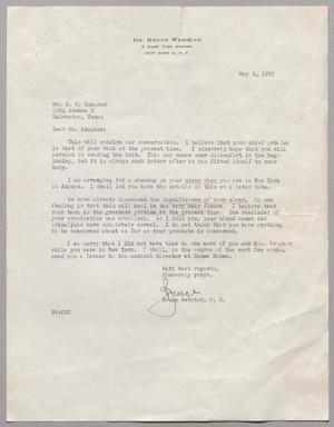 [Letter from Dr. Bruce Webster to D. W. Kempner, May 9, 1955]