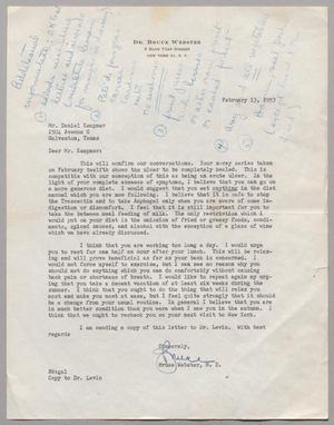 [Letter from Dr. Bruce Webster to Daniel Kempner, February 13, 1953]