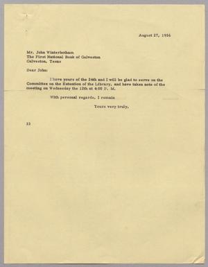 [Letter from Harris L. Kempner to John Winterbotham, August 27, 1956]