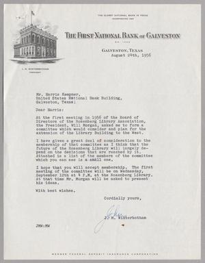 [Letter from J. M. Winterbotham to Harris L. Kempner, August 24, 1956]