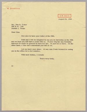 [Letter from Harris L. Kempner to Mr. Don E. Weber, August 24, 1956]