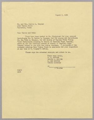 [Letter from D. W. Kempner and R. Lee Kempner to Mr. and Mrs. Harris L. Kempner, August 7, 1956]