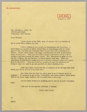 [Letter from Harris L. Kempner to Mr. Marion J. Levy, Jr., August 1, 1956]