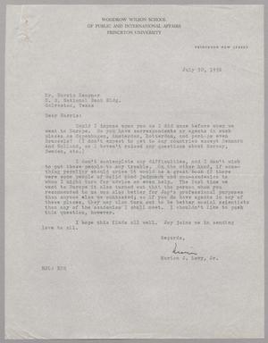 Primary view of object titled '[Letter from Marion J. Levy, Jr. to Mr. Harris Kempner, July 30, 1956]'.