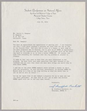 [Letter from the Student Conference on National Affairs to S. Bradford Crockett, Jr., July 19, 1956]