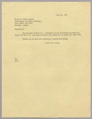 [Letter from A. H. Blackshear, Jr., to David E. Rose Agency, July 16, 196X]
