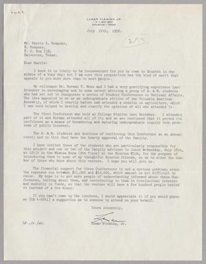Primary view of object titled '[Letter from Lamar Flemming to Harris L. Kempner, July 14, 1956]'.