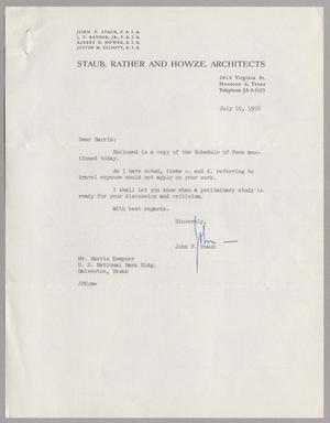 [Letter from Staub, Rather and Howze, Architects to Mr. Harris Kempner, July 10, 1956]