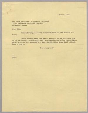 [Letter from Harris L. Kempner to Mr. Dick Waterman, July 11, 1956]