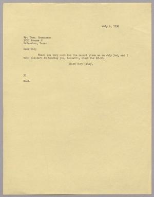 [Letter from Harris Leon Kempner to Theo. Rasmussen, July 6, 1956]