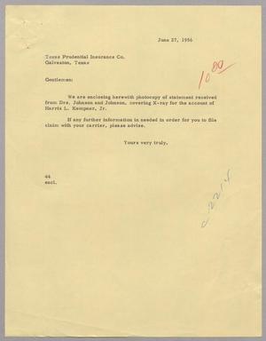 [Letter from A. H. Blackshear, Jr. to Texas Prudential Insurance Co., June 27, 1956]