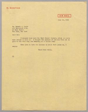 [Letter from Harris L. Kempner to Mr. Robert J. Lewis, June 12, 1956]