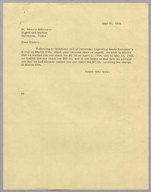 [Letter from A. H. Blackshear, Jr. to St. Mary's Infirmary, May 30, 1956]