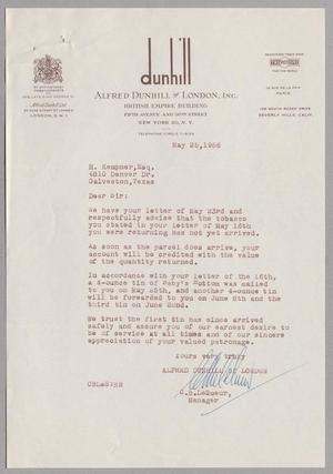[Letter from Alfred Dunhill of London, Inc. to H. Kempner, May 25, 1956]