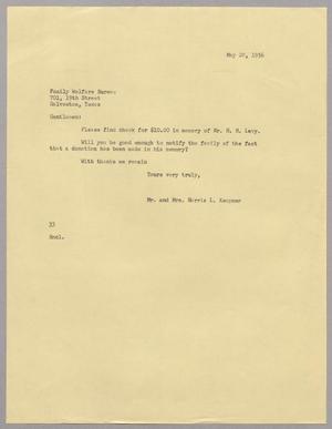 [Letter from Harris L. and Ruth Kempner to the Family Welfare Bureau, May 28, 1956]