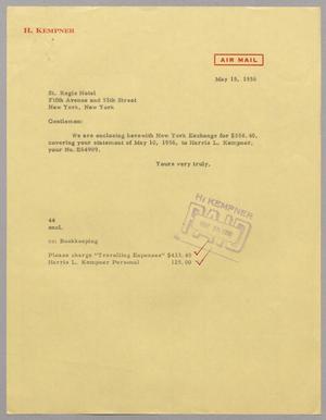[Letter from A. H. Blackshear, Jr. to St. Regis Hotel, May 15, 1956]