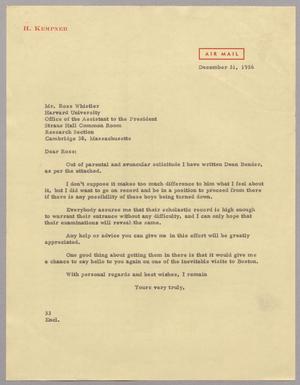 [Letter from Harris L. Kempner to Mr. Ross Whistler, December 31, 1956]