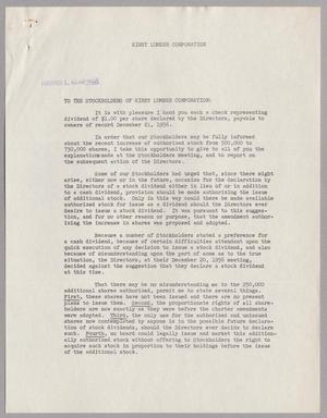 [Letter from Kirby Lumber Corporation, December 27, 1956]