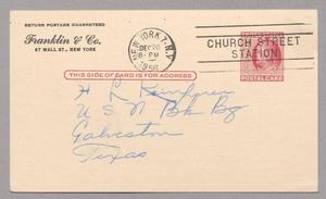 [Postal Card from Franklin & Co. to Harris L. Kempner, December 26, 1956]