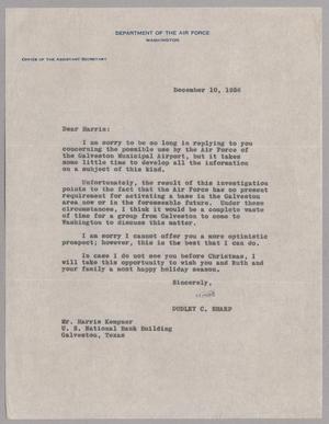 [Copy of a letter from the Department of the Air Force to Mr. Harris Kempner, December 10, 1956]