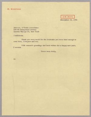 [Letter from Harris L. Kempner to O'Toole Associates, December 10, 1956]