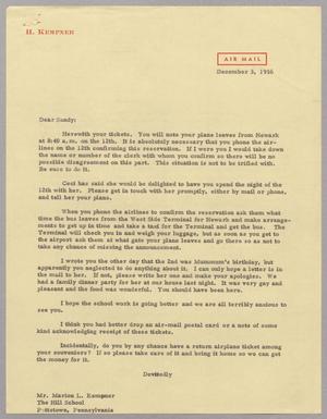 [Letter from Harris L. Kempner to Mr. Marion L. Kempner, December 3, 1956]