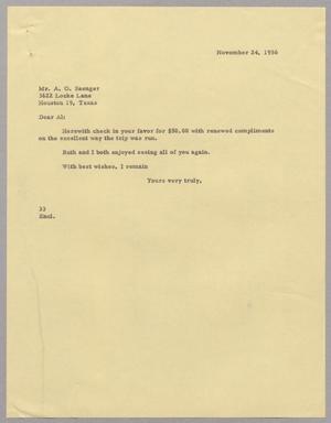 [Letter from Harris L. Kempner to Mr. A. O. Saenger, November 24, 1956]