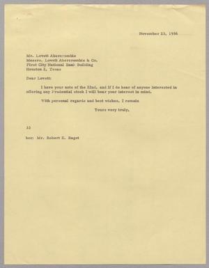 [Letter from Harris L. Kempner to Mr. Lovett Abercrombie, November 23, 1956]