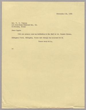 [Letter from Harris L. Kempner to W. O. Watson, November 22, 1956]