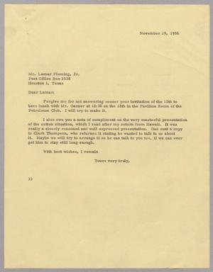 [Letter from Harris L. Kempner to Mr. Lamar Fleming, Jr., November 19, 1956]