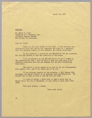 [Letter from Harris L. Kempner to Mr. Henry G. Plitt, August 22, 1955]