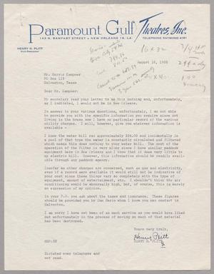 [Letter from Paramount Gulf Theatres, Inc. to Mr. Harris Kempner, August 16, 1955]