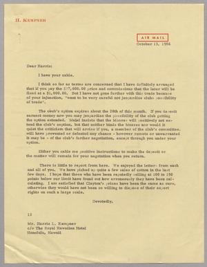 [Letter from Isaac H. Kempner to Mr. Harris L. Kempner, October 13, 1956]