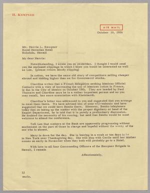 [Letter from Isaac H. Kempner to Mr. Harris L. Kempner, October 10, 1956]