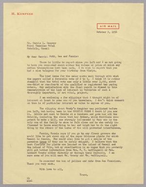 [Letter from Isaac H. Kempner to Mr. Harris L. Kempner, October 9, 1956]