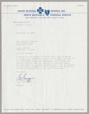 [Letter from Group Hospital Service, Inc. to Mr. Harris L. Kempner, September 11, 1956]