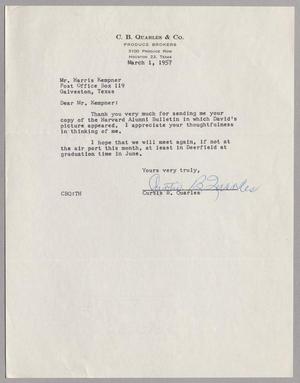 [Letter from C. B. Quarles & Co. to Mr. Harris Kempner, March 1, 1957]