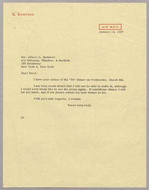 [Letter from Harris L. Kempner to Mr. Albert C. Bickford, January 14, 1957]