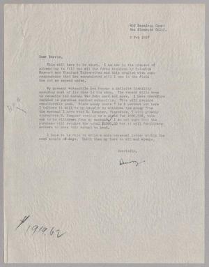 [Letter from Denny to Harris, February 2, 1957]