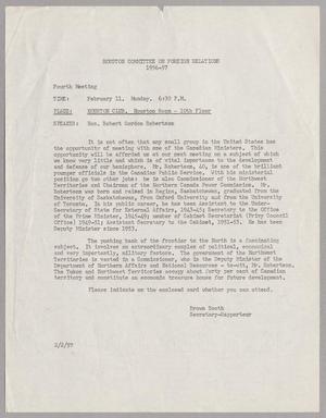 [Letter from the Houston Committee on Foreign Relations, February 2, 1957]