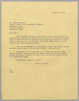 [Letter from Harris L. Kempner to Mr. Dillon Anderson, January 31, 1957]