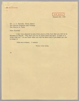 [Letter from Harris L. Kempner to Mr. J. S. Russell, January 23, 1957]