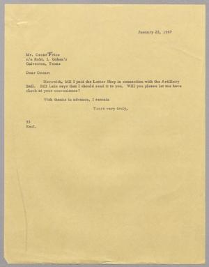 [Letter from Harris L. Kempner to Mr. Oscar Price, January 22, 1957]