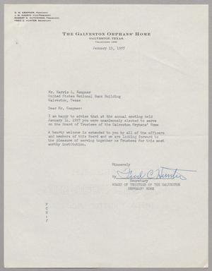 [Letter from The Galveston Orphans' Home to Mr. Harris L. Kempner, January 15, 1957]